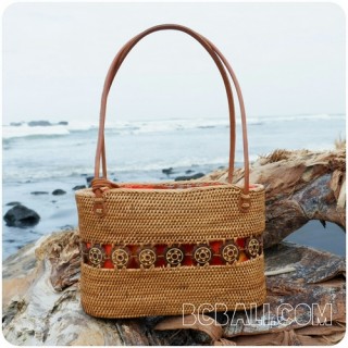 bali handwoven straw grass handbag unique style fabrik lining